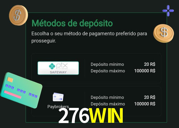 O cassino 276WIN oferece uma grande variedade de métodos de pagamento